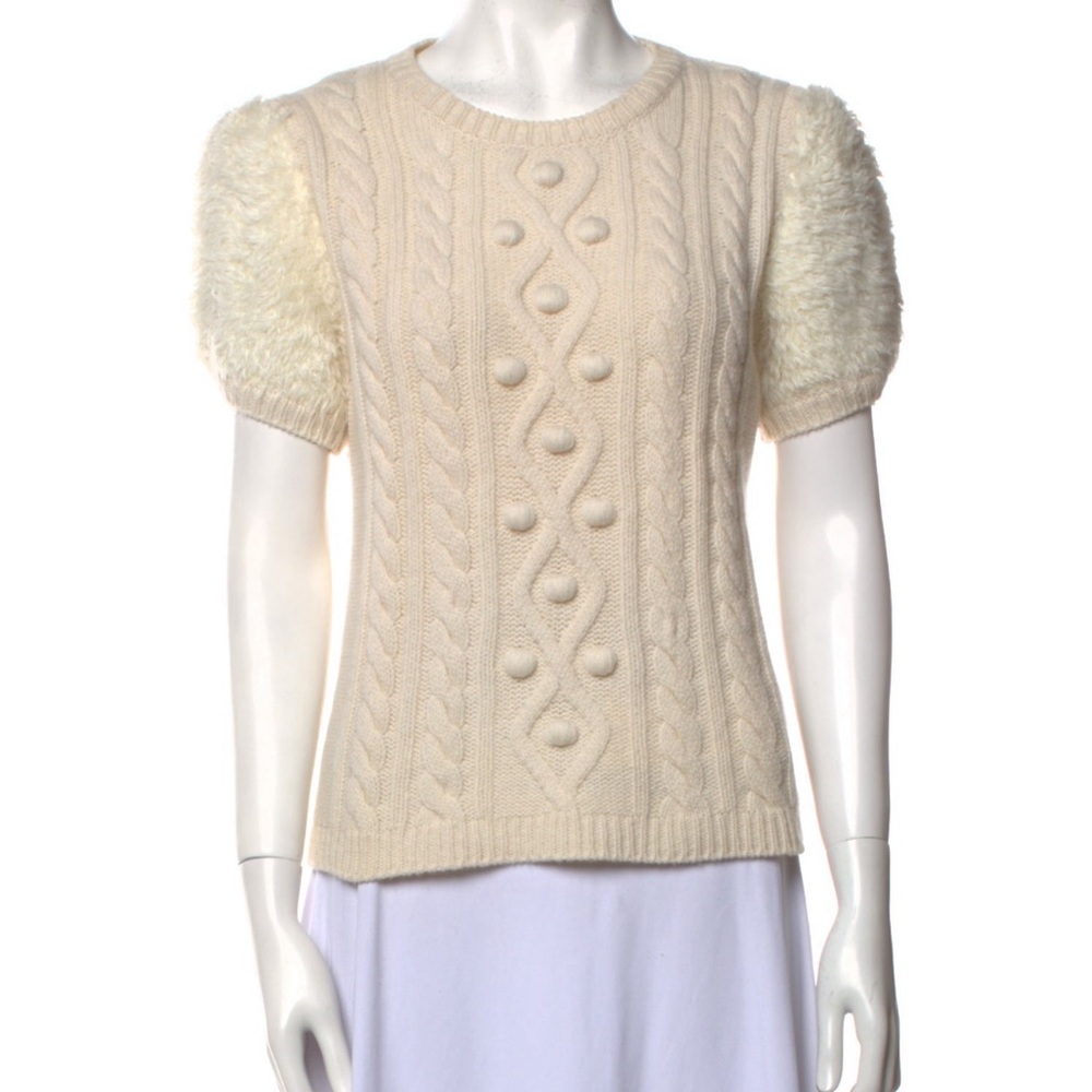 Valentino wool / cashmere Cream Cable Knit Sweater